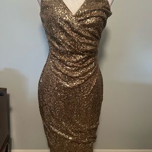 Gold sequined cocktail dress
